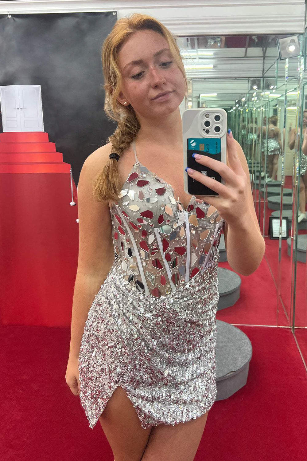Mirror Peacock Blue Homecoming Dresses Corset Tight Short Hoco Dress