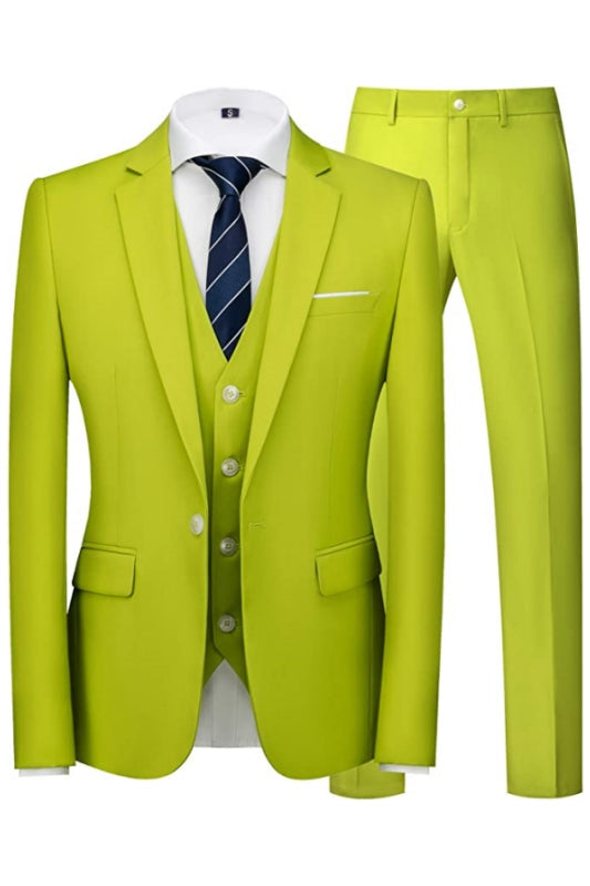 Modern Mint Green Notched Lapel 3 Piece Prom Suit