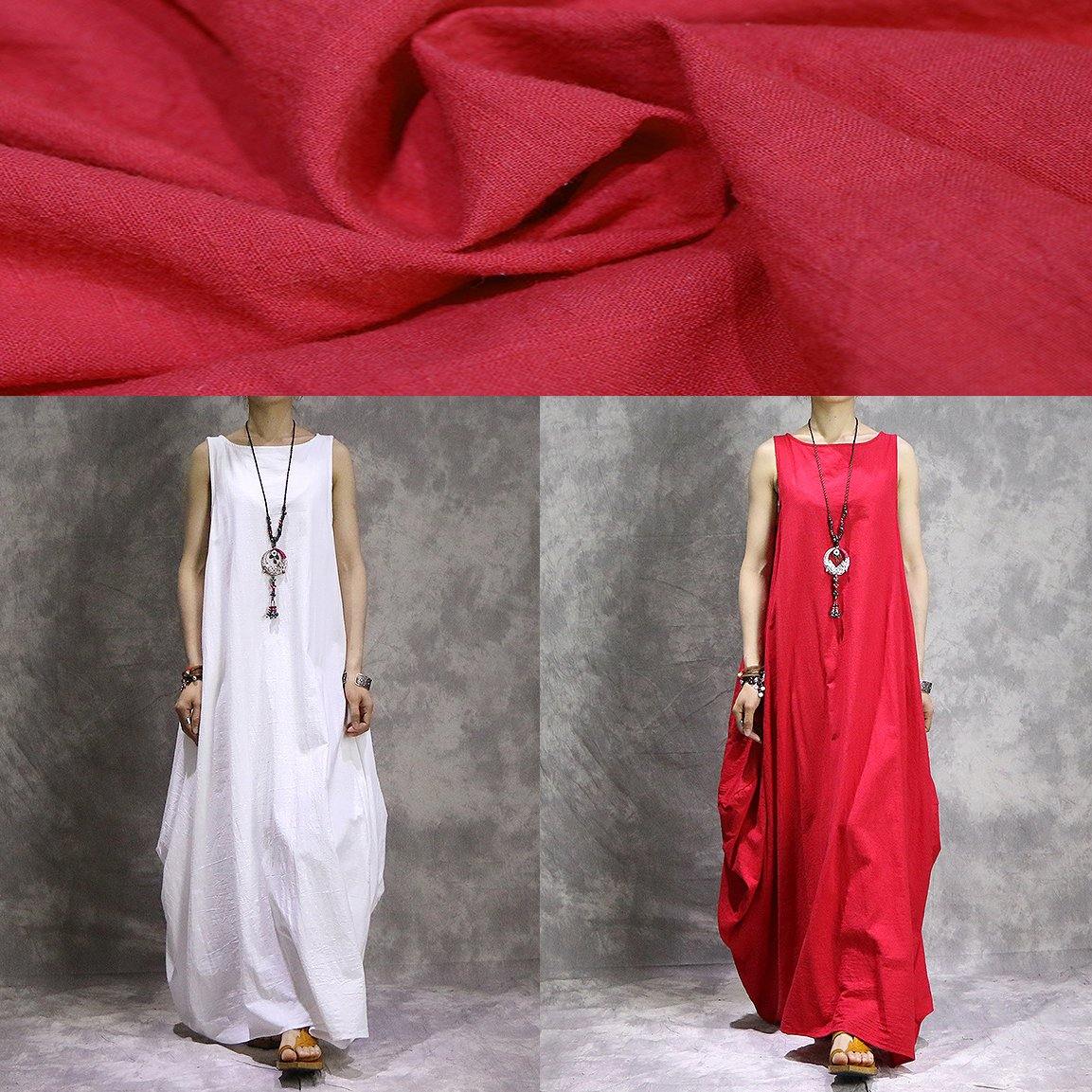 Modern O Neck Cotton Linen Outfit Boutique Photography White Traveling Dress Summer