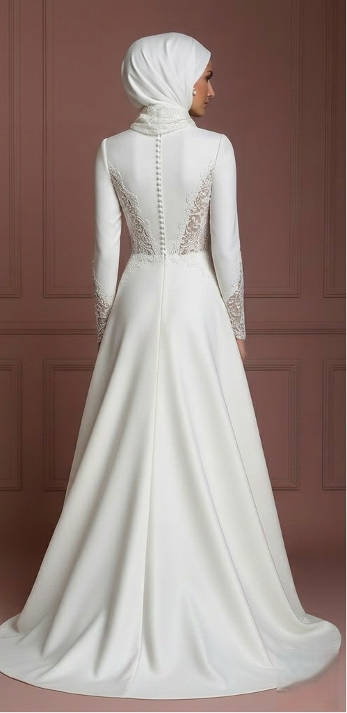Modern Modest Hijab Wedding Dress Bridal Style Muslim