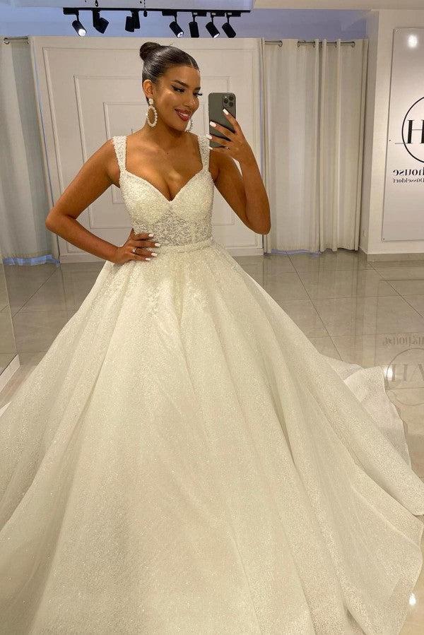 Modest A-Line Sweetheart Straps Floor-length Wedding Dresses