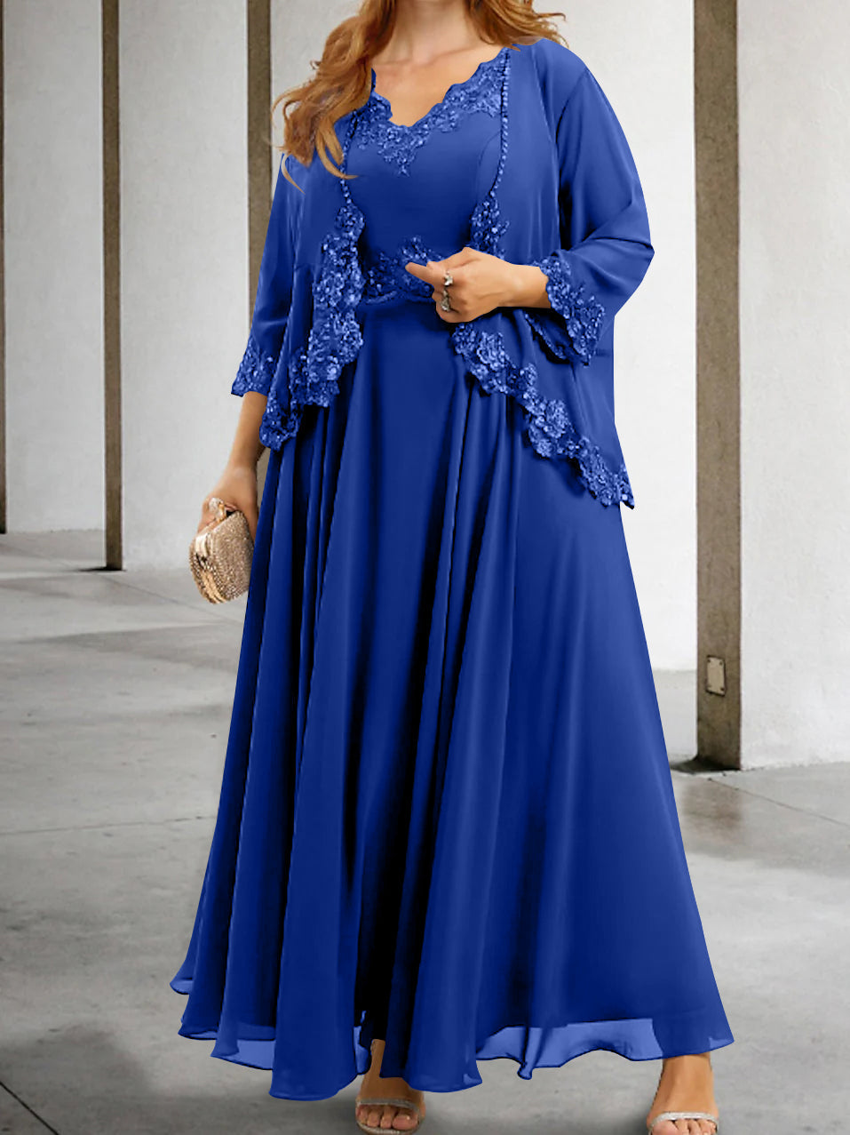Mother of the Bride A Line Dress Featuring Applique & Sequins
