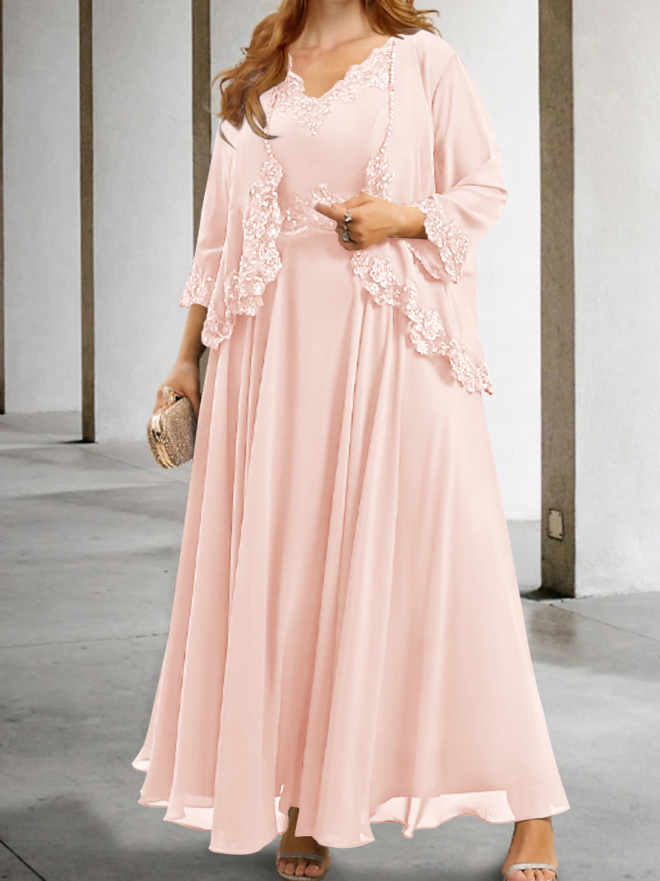 Mother of the Bride A Line Dress Featuring Applique & Sequins
