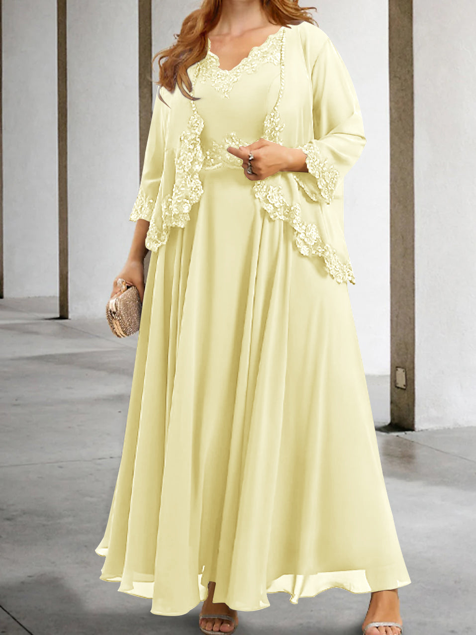 Mother of the Bride A Line Dress Featuring Applique & Sequins