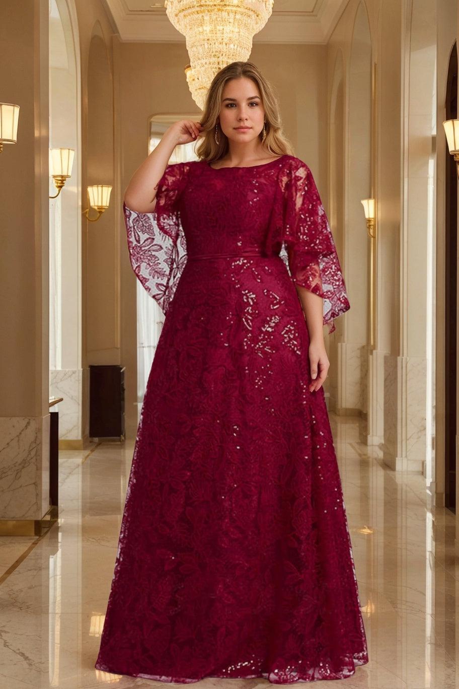 Mother of the Bride A Line Dress Featuring Applique and Sequins