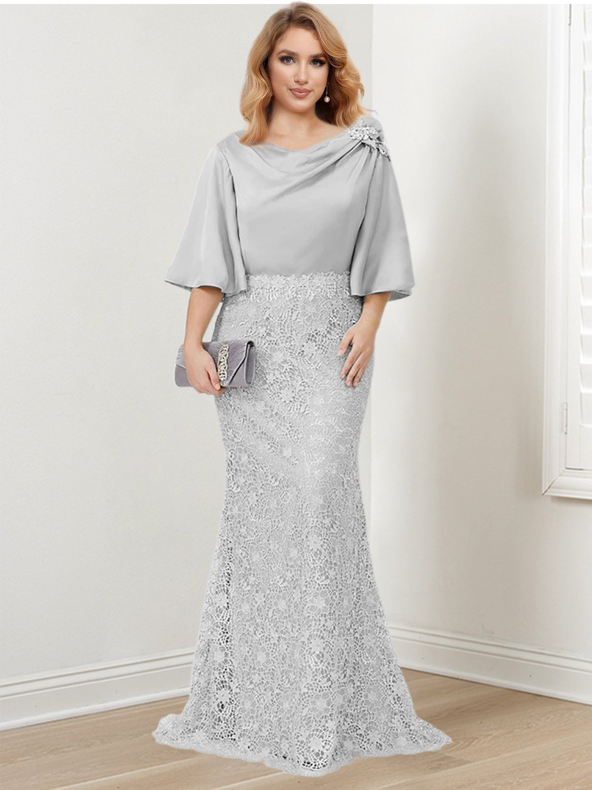 Mother of the Bride Trumpet Mermaid Dress Featuring Applique
