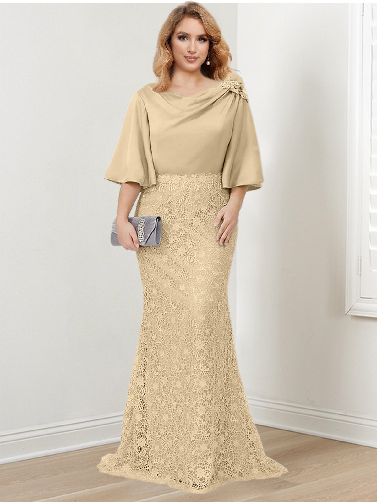 Mother of the Bride Trumpet Mermaid Dress Featuring Applique