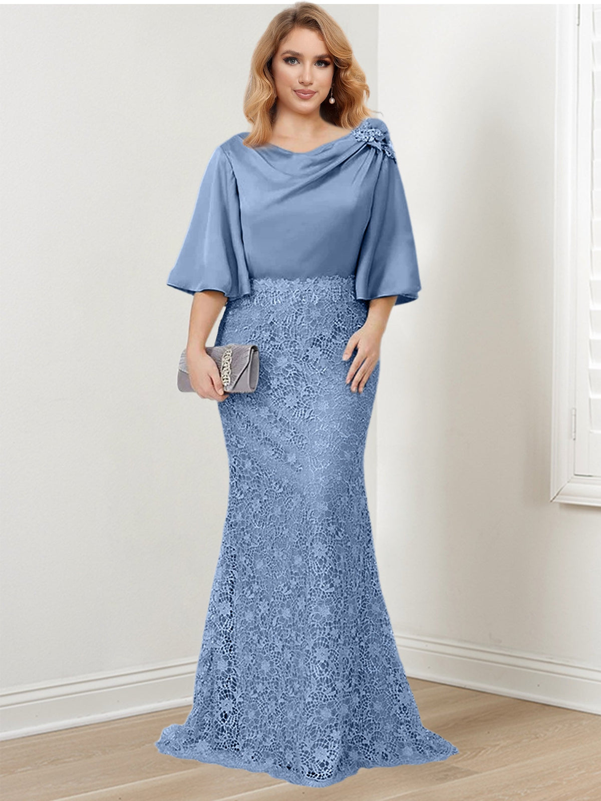 Mother of the Bride Trumpet Mermaid Dress Featuring Applique