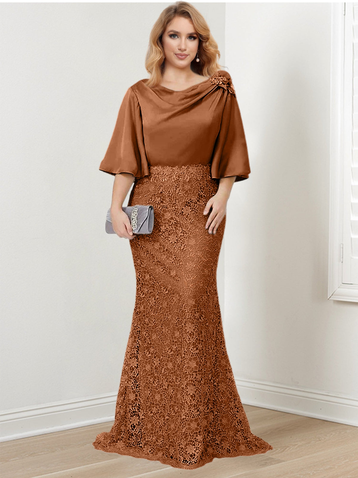 Mother of the Bride Trumpet Mermaid Dress Featuring Applique