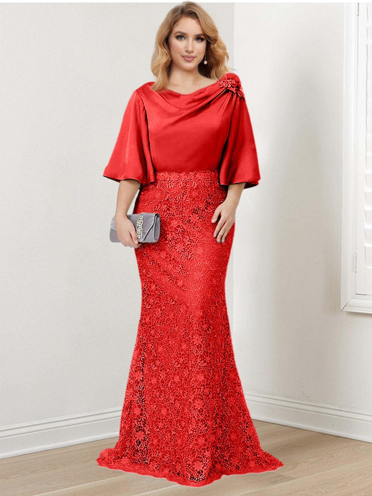 Mother of the Bride Trumpet Mermaid Dress Featuring Applique