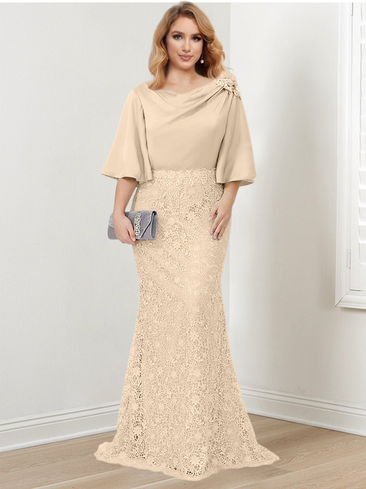 Mother of the Bride Trumpet Mermaid Dress Featuring Applique