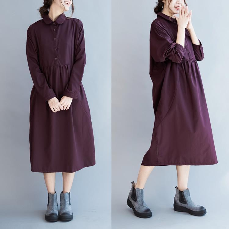 Mulberry oversize cotton dresses long sleeve maxi dress gowns