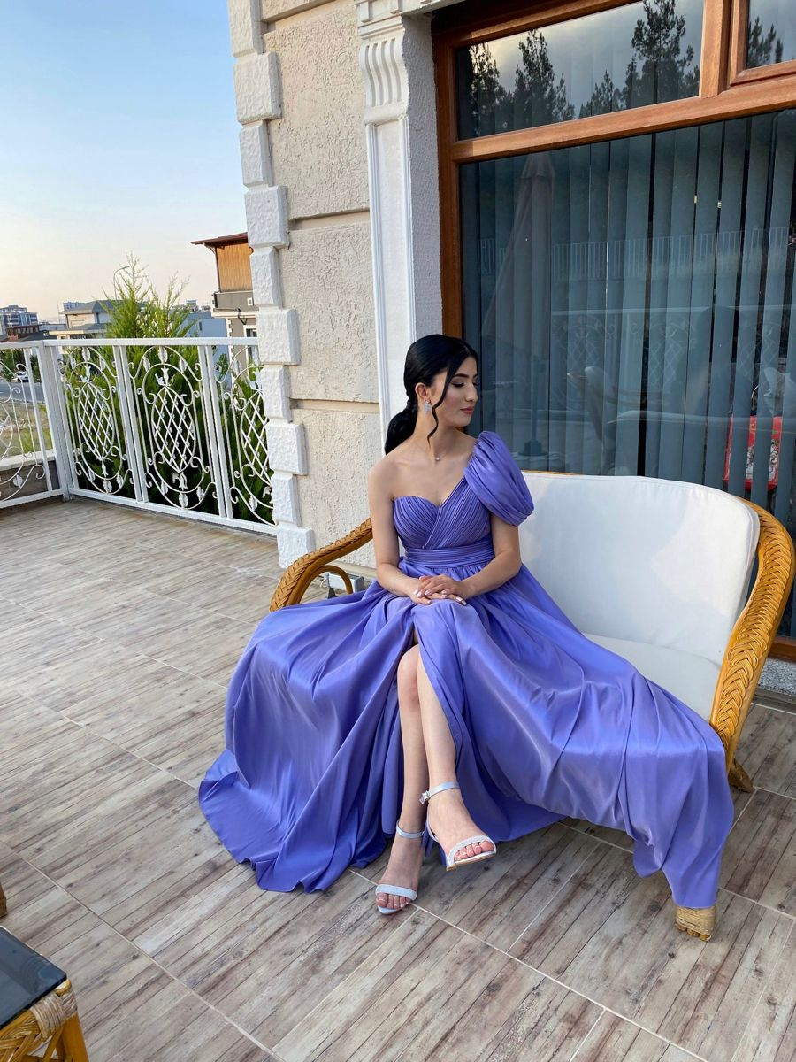 Chic Purple A-line Prom Dress With Split - VelvetHem