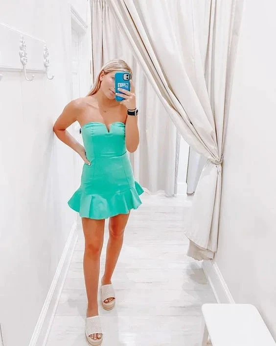 Strapless Mint Green Homecoming Dress Graduation Dress Y2071 by simplepromdress