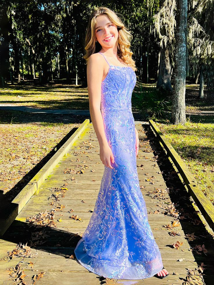 Sparkly Spaghetti Straps Lace Sequins Evening Dress,Purple Mermaid Prom Dress Party Gown - View 5 | VelvetHem