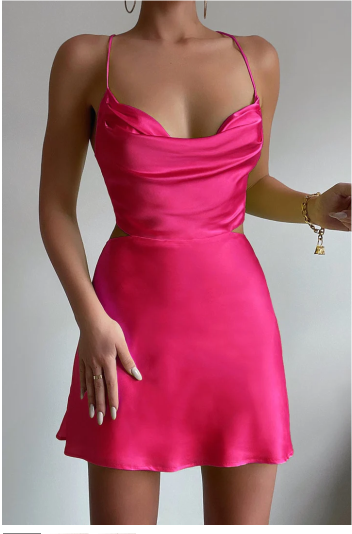 Fuchsia Straps Simple Short Homecoming Dress Backless Party Dress cc27 - VelvetHem