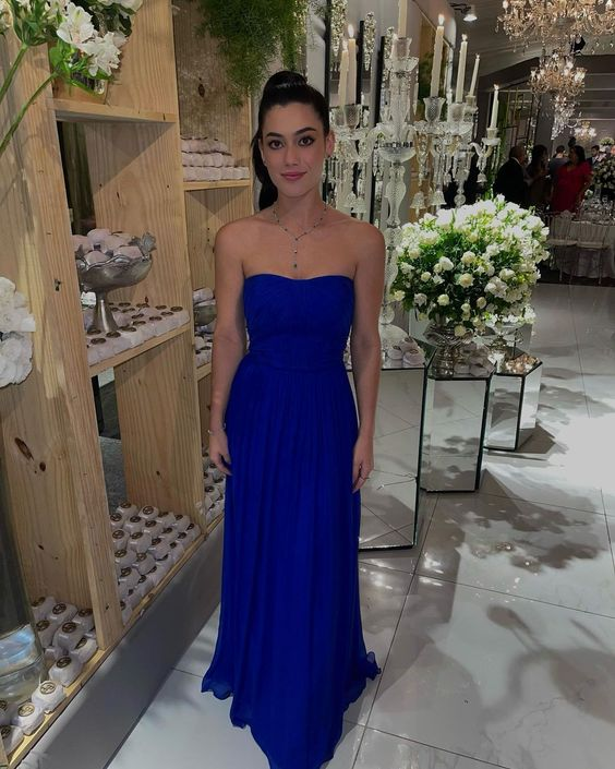 Classy Royal Blue Floor Length Evening Dress Royal Blue Bridesmaid Dress Y4705 - VelvetHem