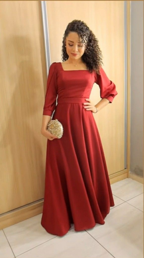 Simple Red A-line Square Neckline Prom Dress - VelvetHem
