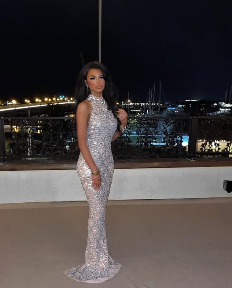 Unique Silver Halter Mermaid Evening Dress Long Party Gown - View 2 | VelvetHem