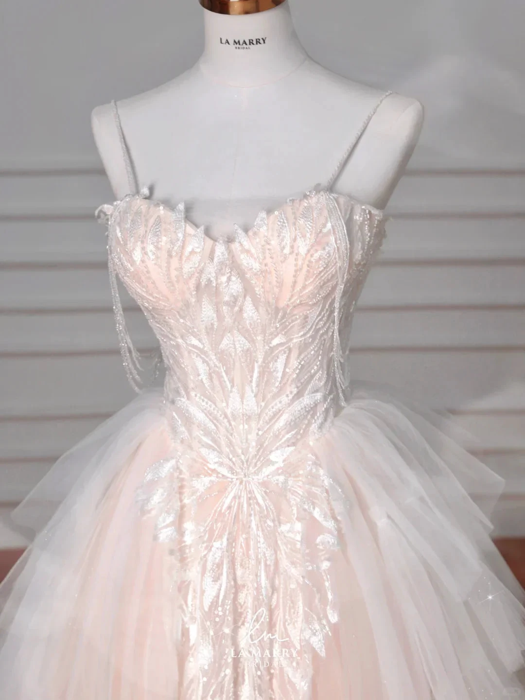 Classy Light Pink Tulle ALine Wedding Dress,Formal Prom Evening Dress (ZD13758)