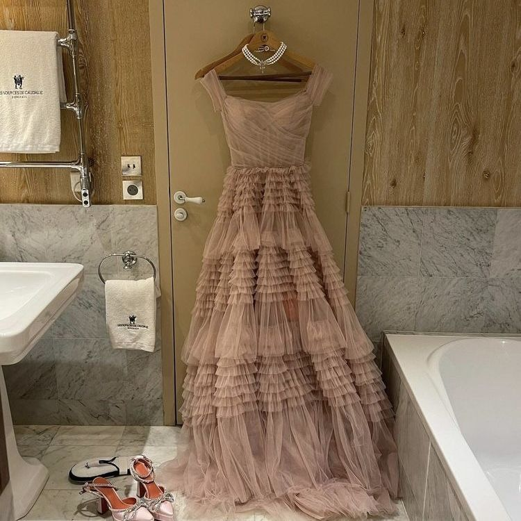 Ruffles Evening Dress Tiered A-Line gown Tulle prom dress Sexy dress Custom made dress Y4665 - VelvetHem