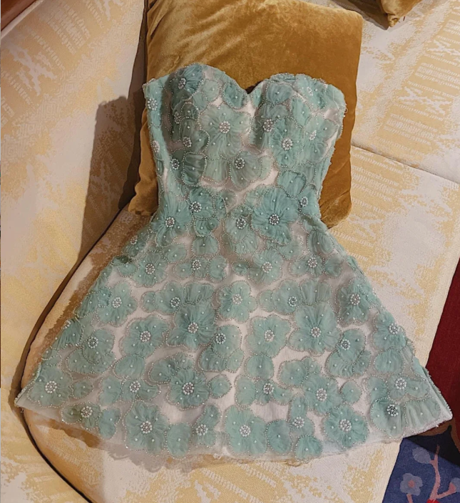 Chic Sweetheart Neck Flowers Mini Birthday Outfits Green Strapless Homecoming Dress - VelvetHem