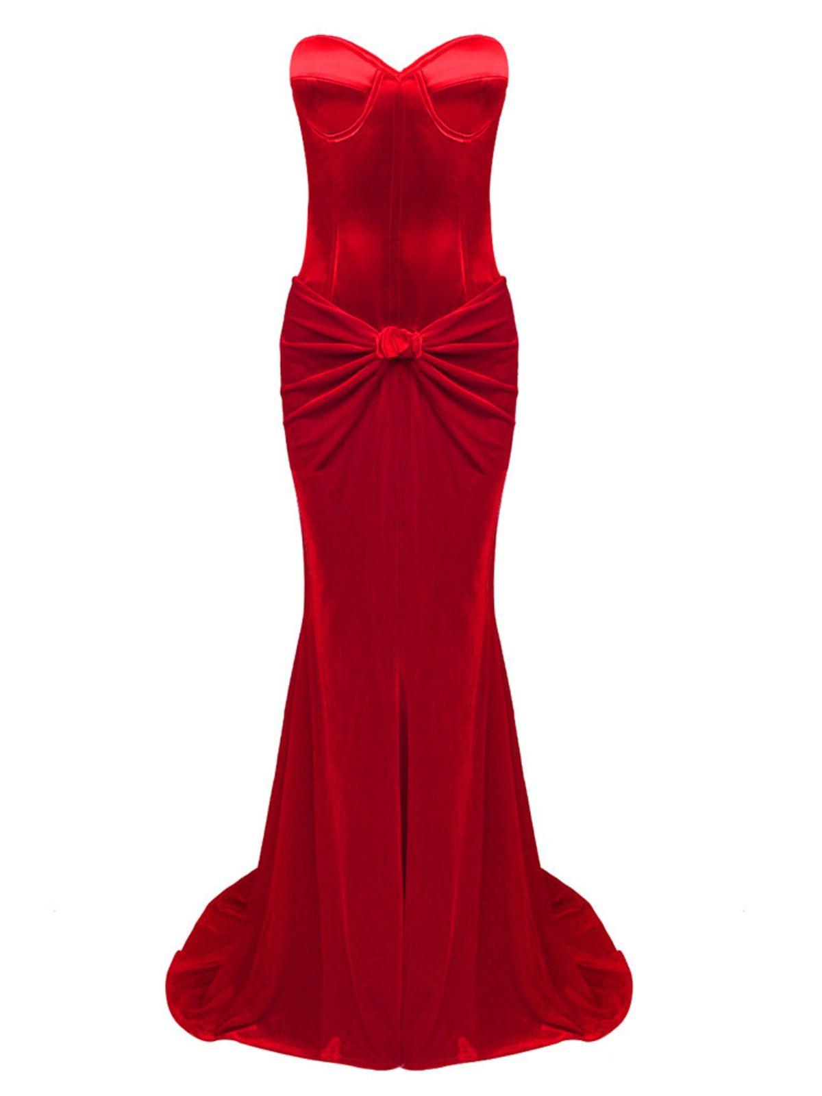 Natalia Strapless Velvet Maxi Dress