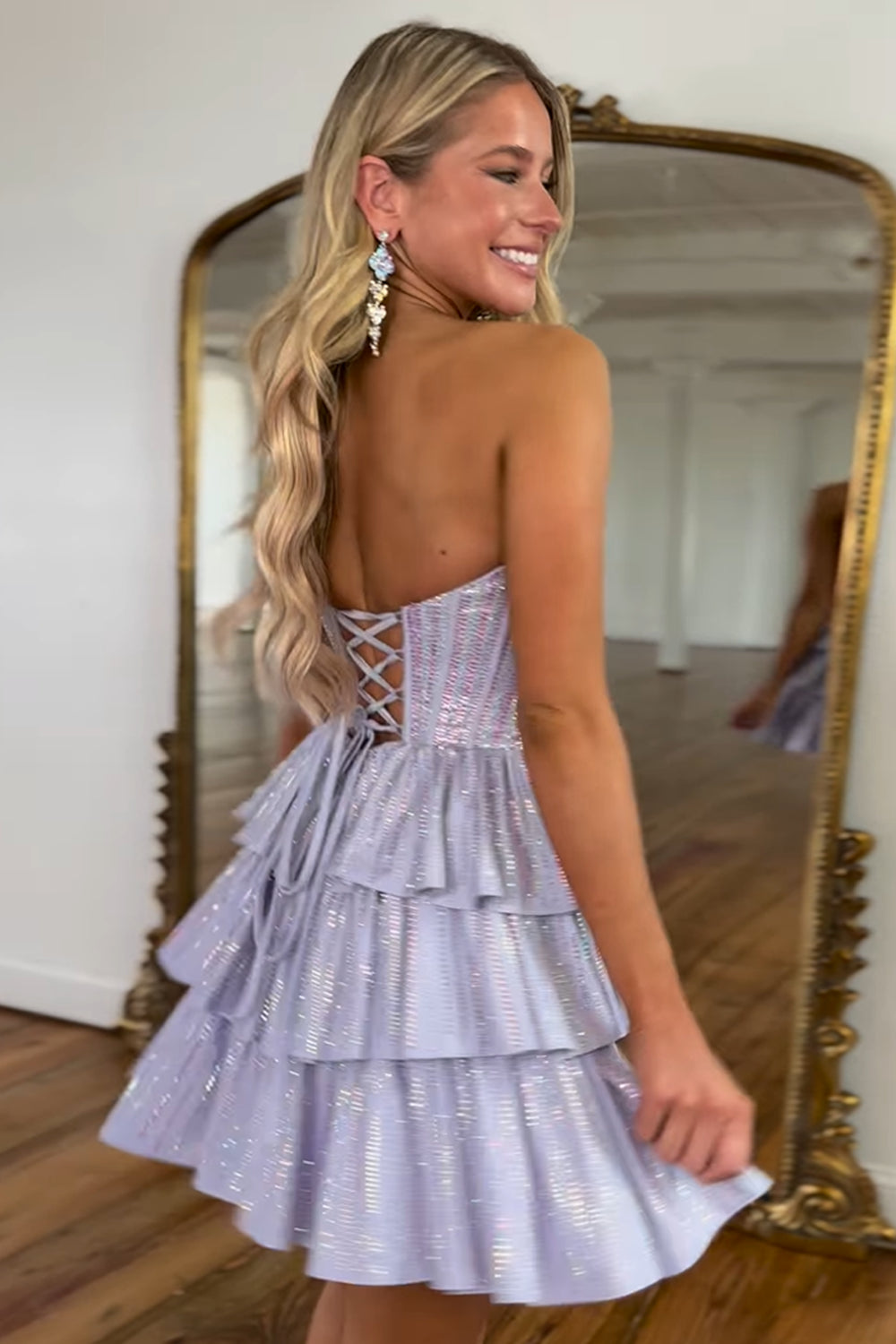 Navy Homecoming Dresses Sweetheart Corset Short Cocktail Dresses With Ruffles