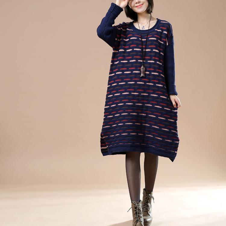 Navy knitted winter dress plus size sweaters the lake