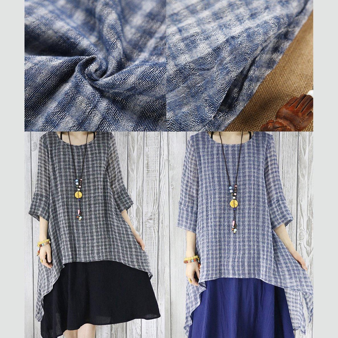 Navy layered sundress oversize causal summer dresses half sleeve blouse