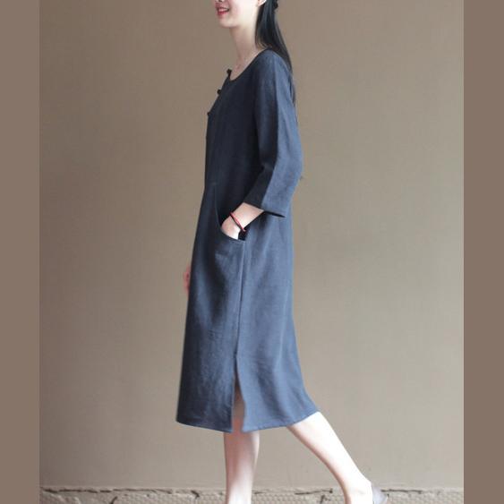 Navy linen dresses bust button details long linen maxi dresses