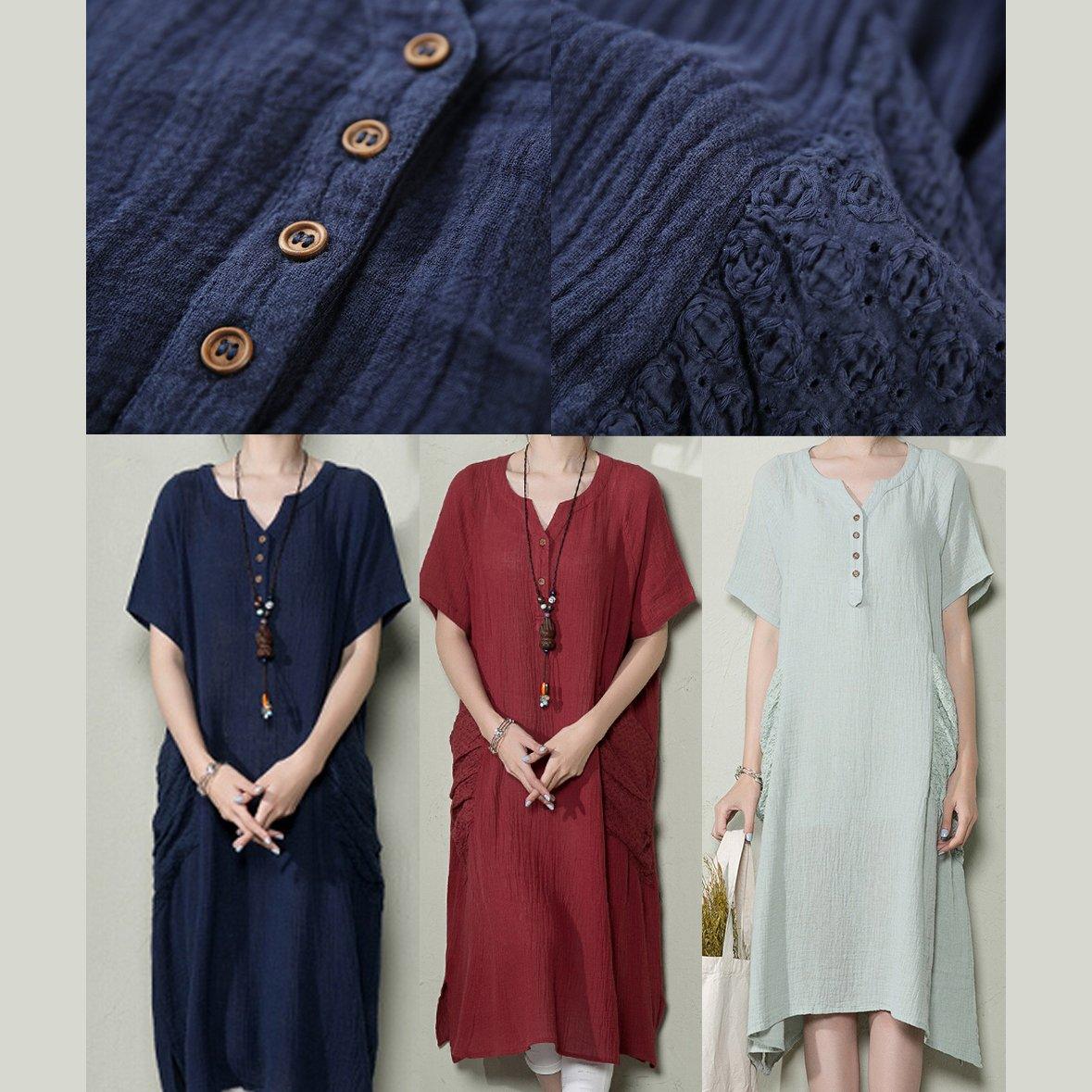 Navy Linen Sundress Plus Size Shirt Blouse Top