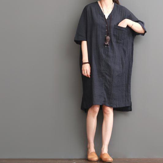 Navy plus size dress summer cotton dresses