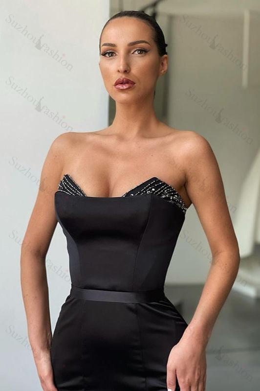 New Arrival Black Mermaid Beadings Long Evening Gowns