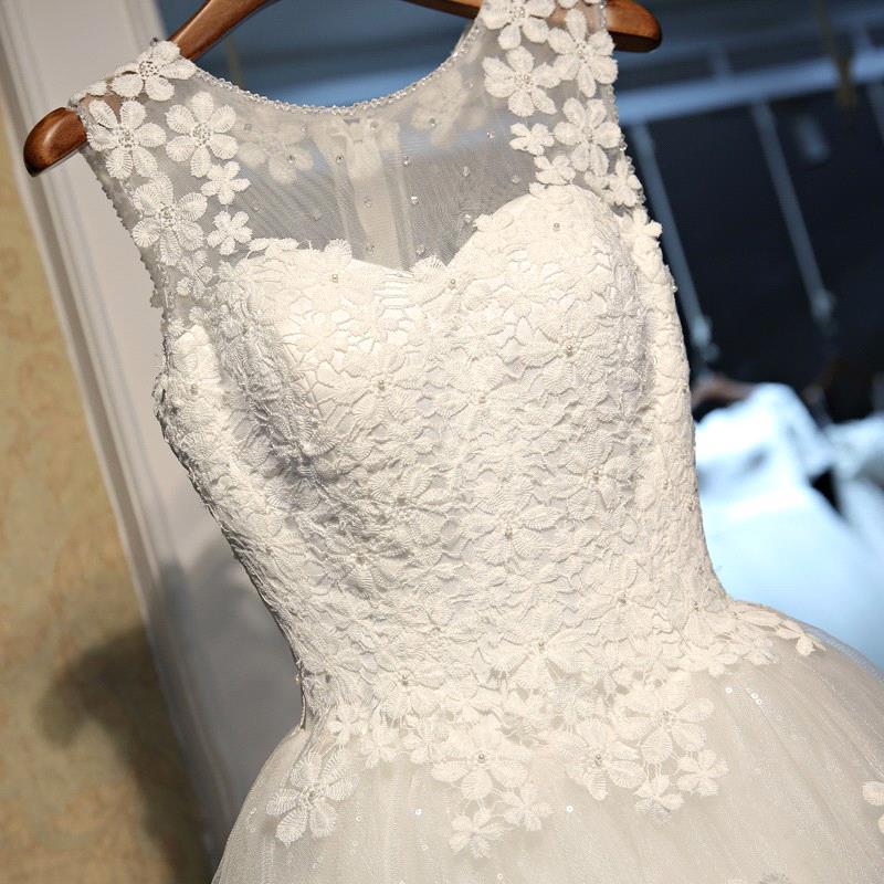 New Arrival Tulle Lace A-Line Wedding Dress Natural Sleeveless Floor Length Bridal Dresses
