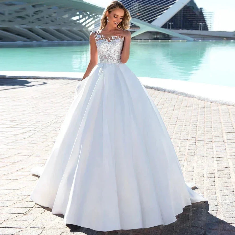 New Arrival White/Ivory Ball Gown Wedding Dress Robe De Mariee Cap Sleeve Beading Applique Wedding Dresses for Bride (ZD13303) - VelvetHem
