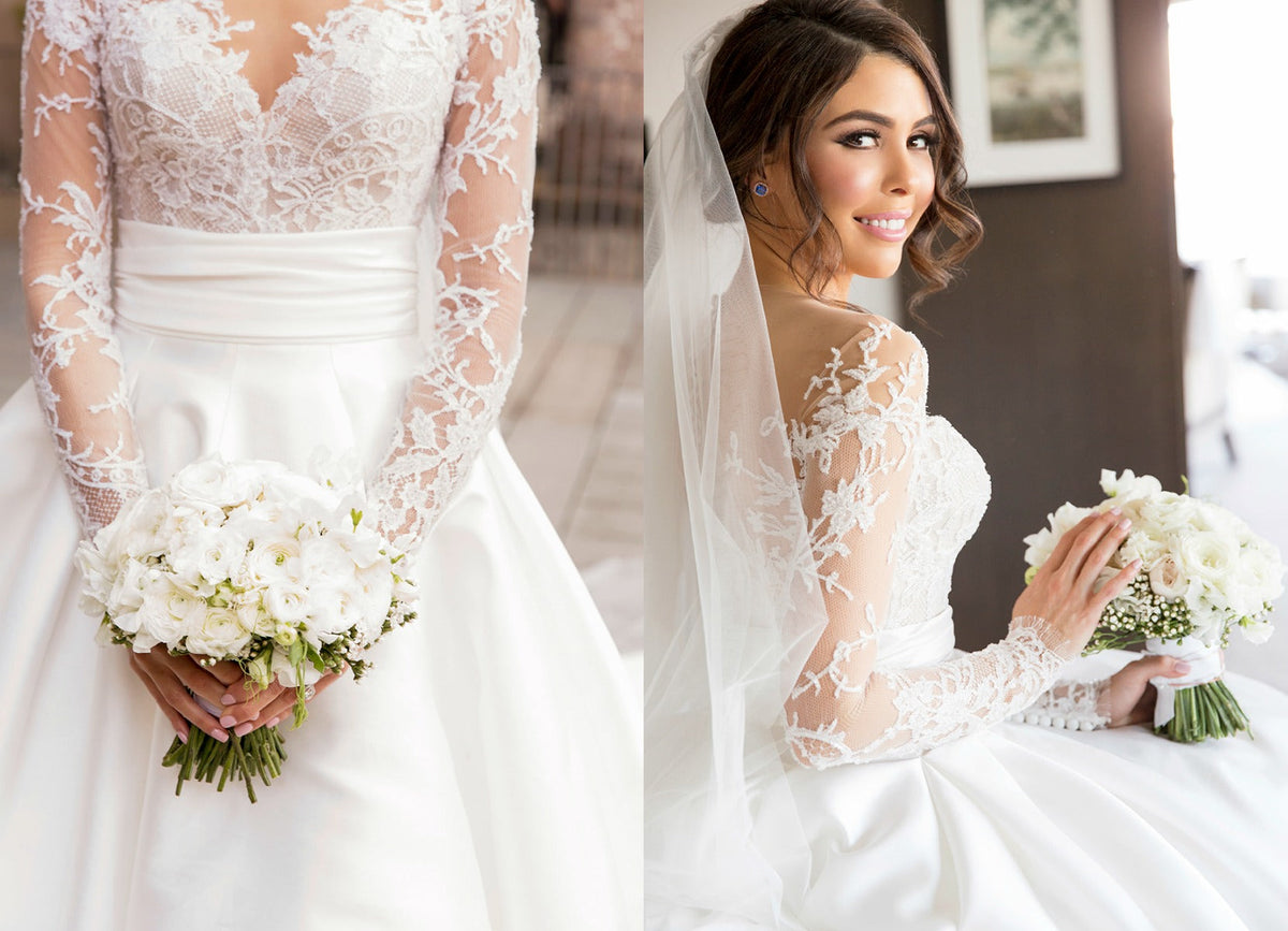 New Full Lace Split Beach Wedding Dresses Illusion Back Bridal Gowns with Detachable Satin Skirt