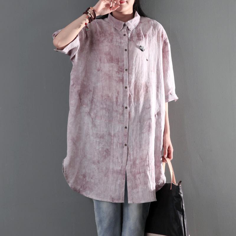 Nude print linen sundress summer shift dress plus size shirt blouse