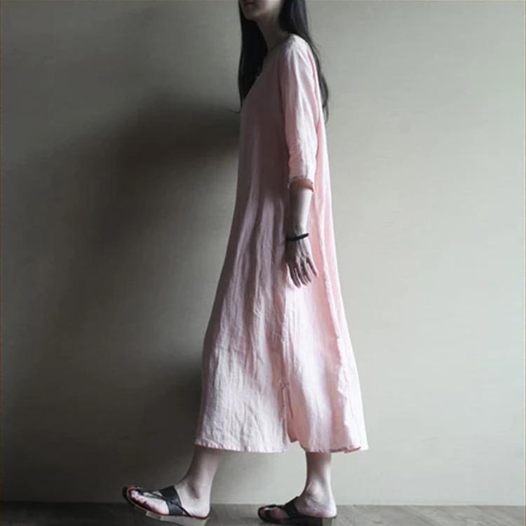 Nude Pink Linen Maxi Dress Oversize Linen Sundress Summer Casual Linen Clothing