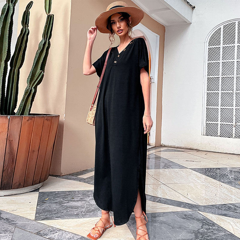 Retrograde Cotton Blend Midi T Shirt Dress