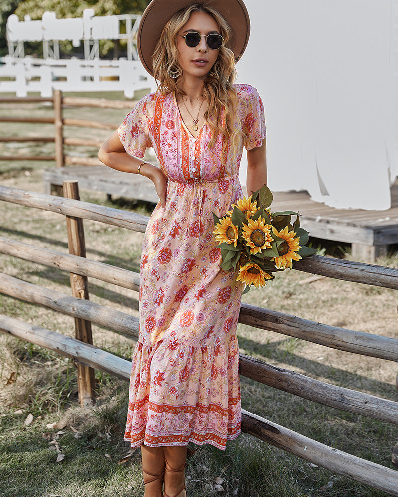 Club Tropicana Embroidered Maxi Dress Light Pink FINAL