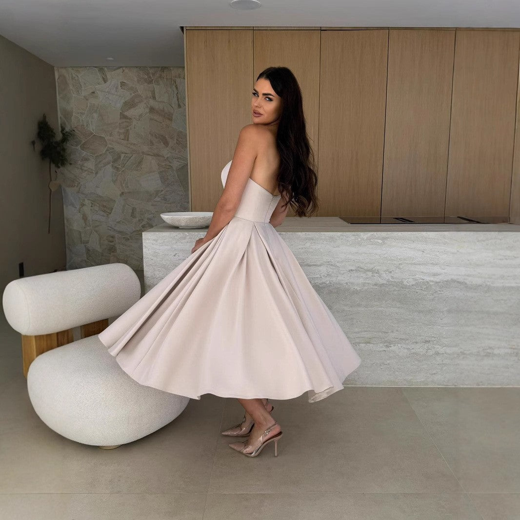 Natalia Chic Women's Evening Dress with a Swinging Skirt and Strapless Design Boutique Collection