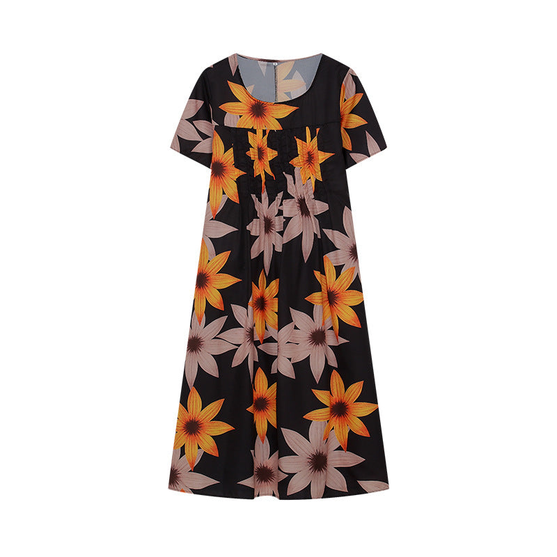 Jenni Statement Women's Floral Midi Dress with Pleated Design Boutique Collection
