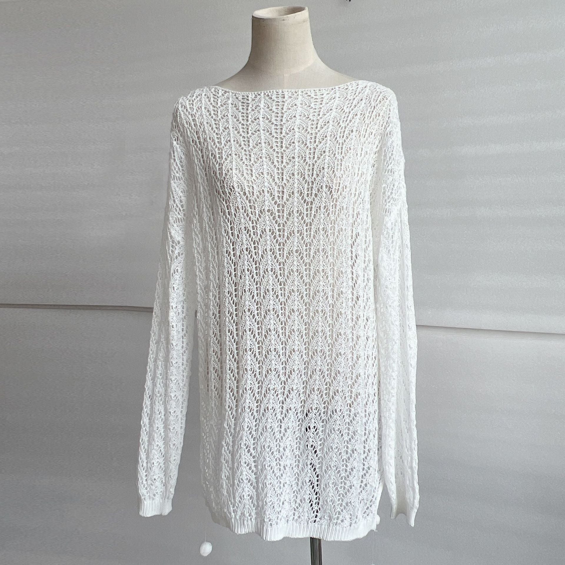 Temecula Sheer Crochet Dress Ivory