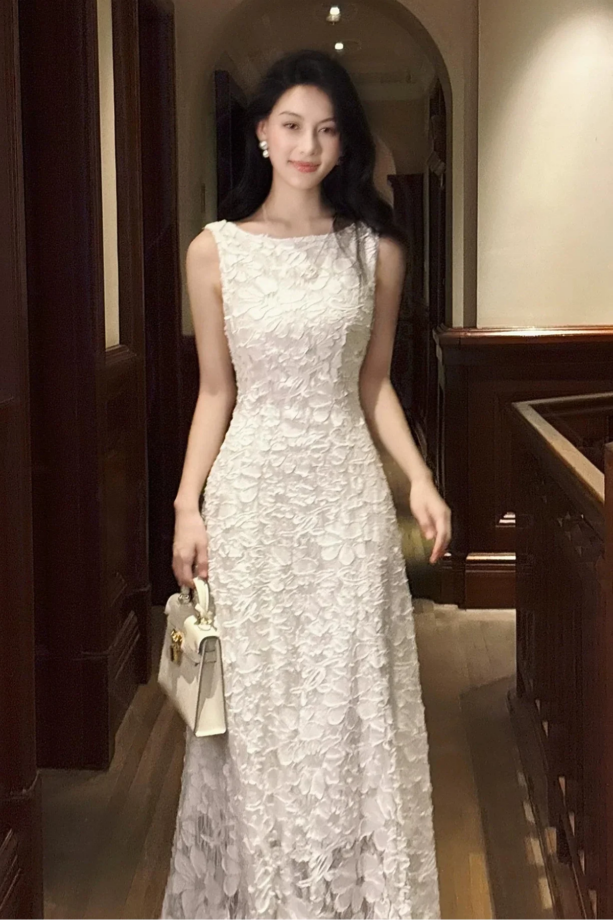 Elegant A Line Bateau Neck White Lace Mid Length Prom Dresses