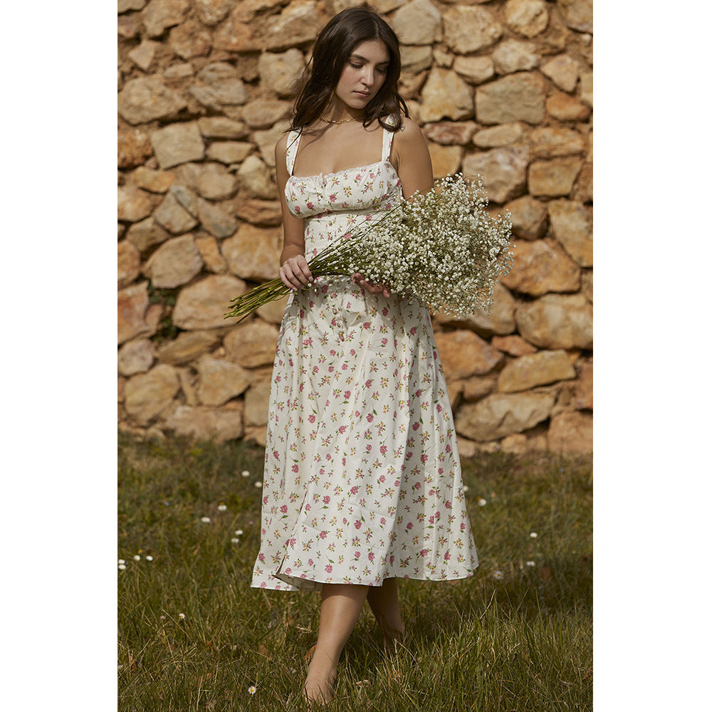 Sling Floral Vacation Slim Fit Sleeveless Dress for