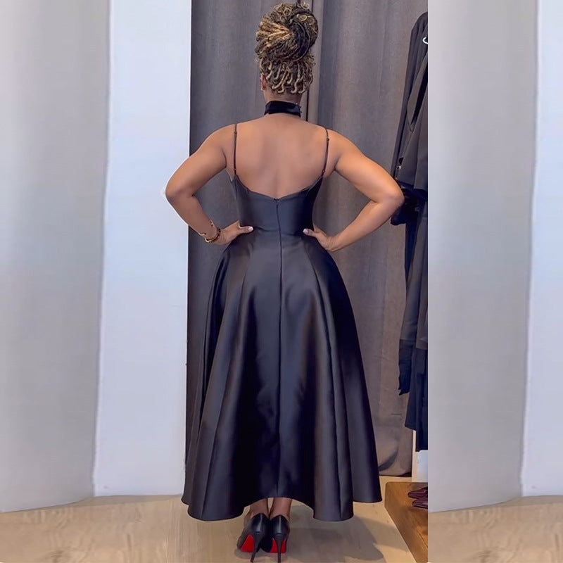 Elegant Elegant V neck Brace High Waist Slimming A Line Dress