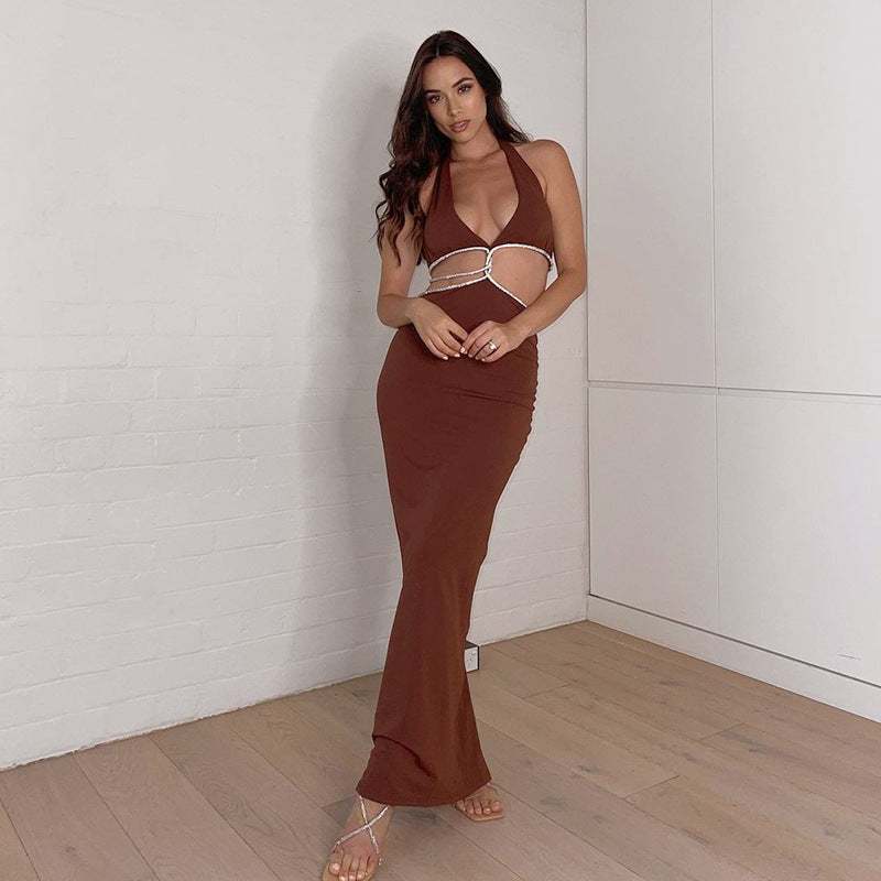 Trix Button Down Cutout Knit Midi Dress Chocolate FINAL