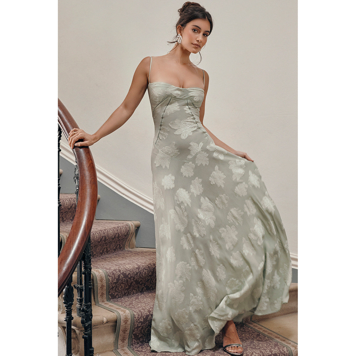 Lace See Through Strap Dress Slim Fit High Grade Evening Dress