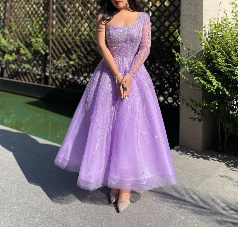 Luxury One Shoulder Beading Evening Dress